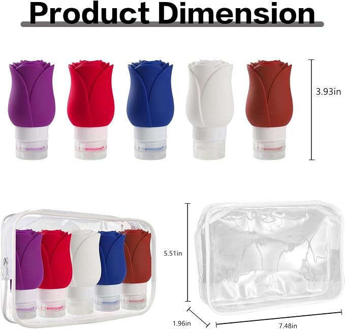 5 Pack Travel Bottles for Toiletries, TSA Approved 3oz Portable Travel Containers for Toiletries, Leak Proof Travel Tubs Refillable Liquid Travel Accessories for Shampoo Conditioner Lotion Body Wash - Image 2