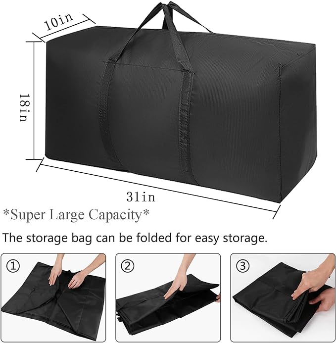 Extra Large Moving Bags with Strong Zippers & Carrying Handles, Storage Bags Storage Totes for Clothes, Moving Supplies, Space Saving Oversized Storage Bag Organizer for Moving, Traveling (2 Pack) - Image 2