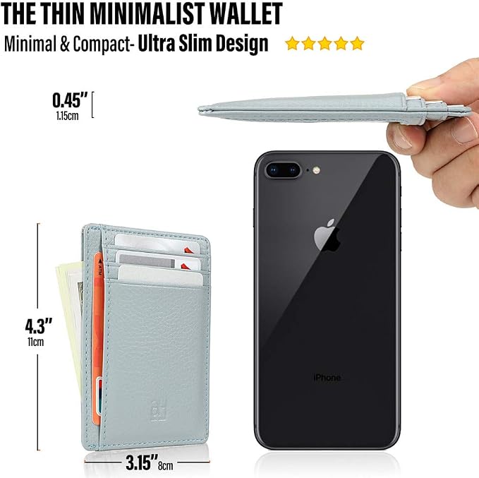 GH GOLD HORSE Slim RFID Blocking Card Holder Minimalist Leather Front Pocket Wallet for Women | Slim - Image 6