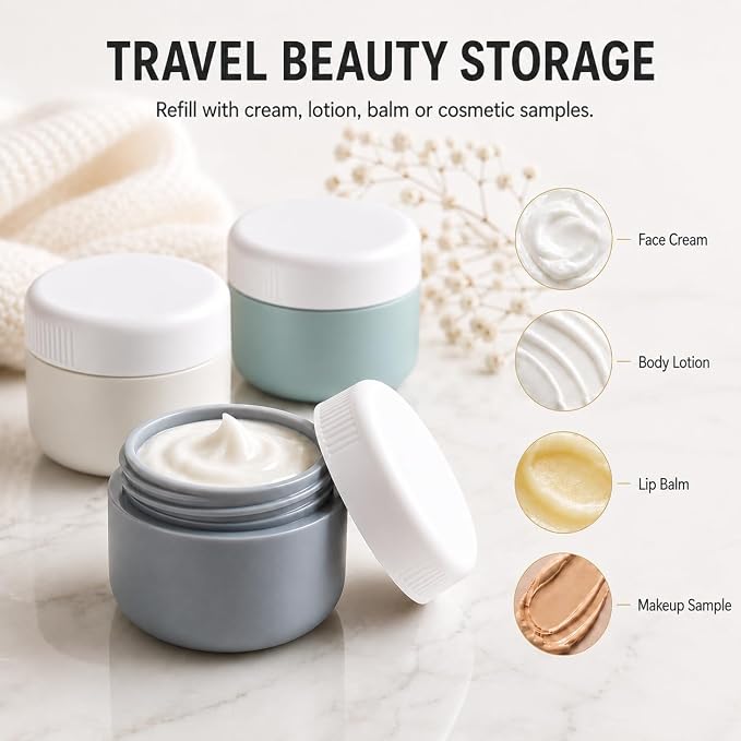 Travel Containers for Toiletries Set, Silicone Travel Bottles & Cream Jars, TSA Approved Leak-Proof Refillable Travel Size Kit with Clear Bag, 8Pcs - Image 6