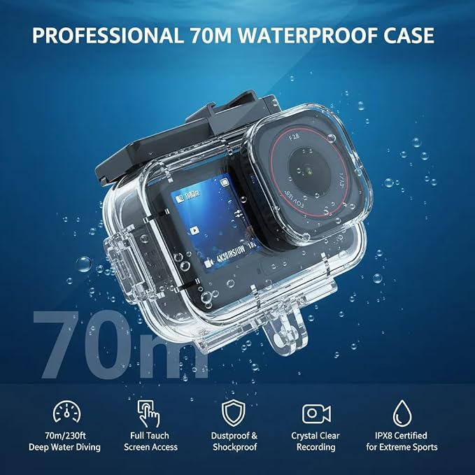Accessories Kit for DJI OSMO Action 6, 70m Waterproof Housing Case, Tempered Glass Screen Protector, Floaty Bobber Grip, Large Carrying Case, Mounts Chest/Head/Handlebar - Image 2