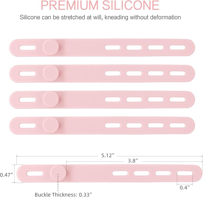 Donruby 24Pcs Silicone Cable Ties - Reusable & Washable with Locking Buckles, Adjustable Fastening Cable Management Straps, Multi-Purpose High Elasticity Cord Organizer (Pink) - Image 2