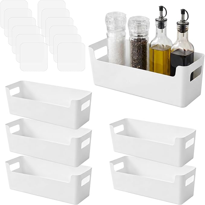 6 Pcs Adhesive Cabinet Door Organizer, White Inside Cabinet Door Organizers and Storage for Kitchen, Bathroom, Office, Garage - No Drilling Space Saver with Strong Sticky Backing by AojSup