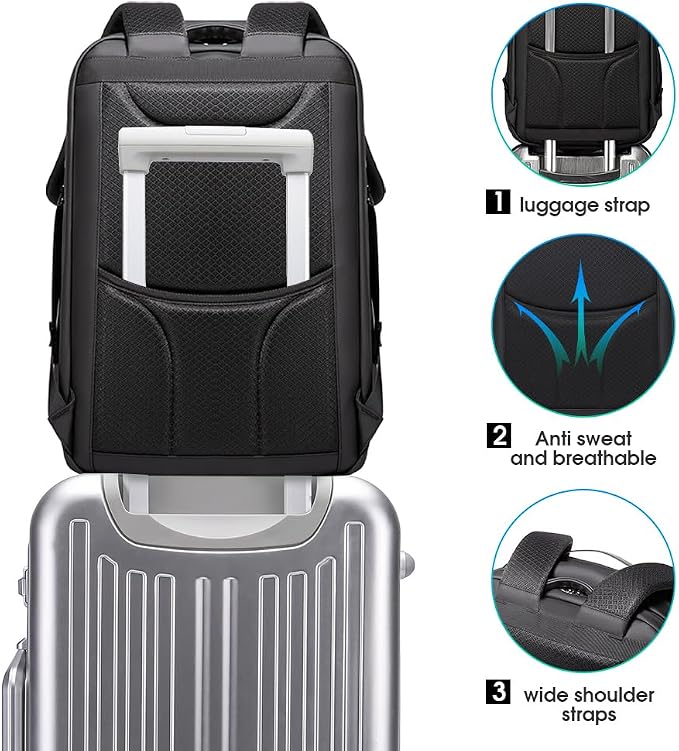 BANGE Men's Anti-Theft Backpack,Waterproof Fashion Travel Backpacks,High Tech Backpack with USB3.0 Charging Port,Business Laptop Backpack Fits 17.3 Inch Notebook… - Image 8