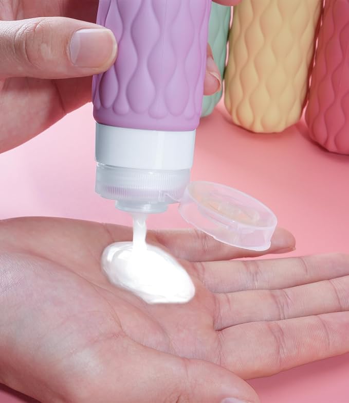 3.4oz Silicone Travel Bottles for Toiletries Refillable Liquid Accessories | for Shampoo and Conditioner, TSA Approved Leakproof Squeeze Bottles Travel-friendly with Labels/Clear Bag - Image 3