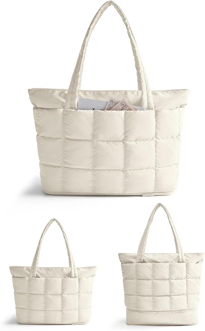 BAGSMART Expandable Tote Bag for Women, Puffer Work Tote Travel Bag | Quilted Carry On Bag for Travel Work Gym College, Waterproof Travel essentials - Image 7