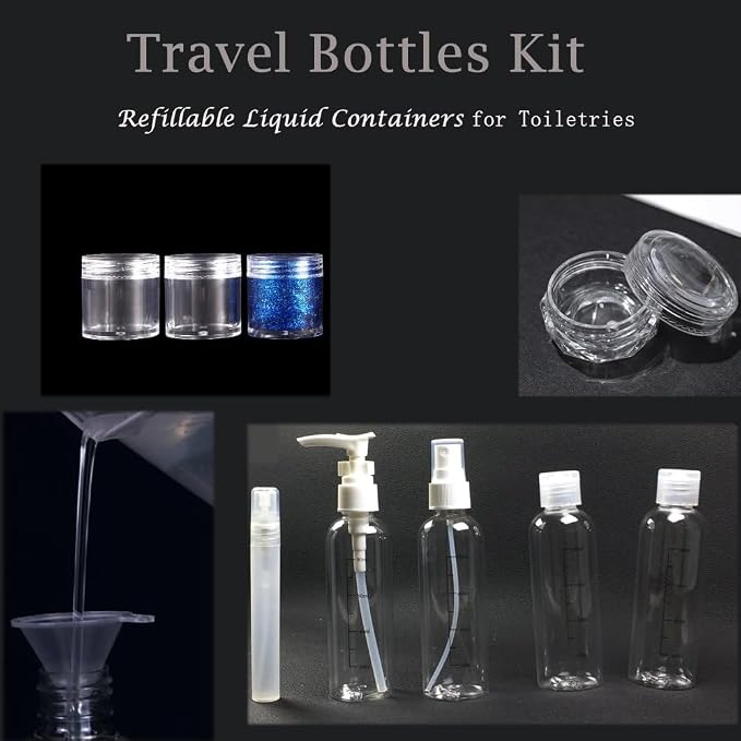 Clear Travel Toiletry Bag TSA Approved Toiletry Cosmetic Bags Men Women & Travel Bottles set for Toiletries TSA Approved Travel Bottle 3.4 oz Leak Proof Refillable & Travel Containers for Toiletries - Image 5
