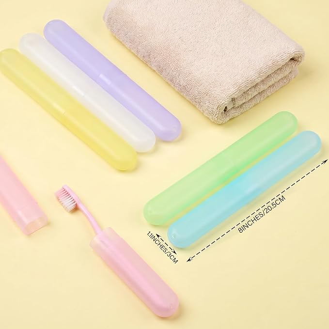 choyaxo 24pcs Portable Toothbrush Holders Travel Toothbrush Case Lightweight Plastic Toothbrush Container for Daily Camping Business Trip (24, 6 color) - Image 3