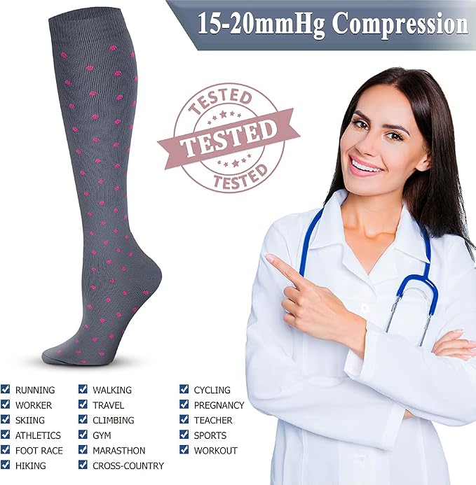 QUXIANG Copper Compression Socks for Women & Men Circulation (8 Pairs) - Best for Running Athletic Cycling - 15-20 mmHg - Image 5