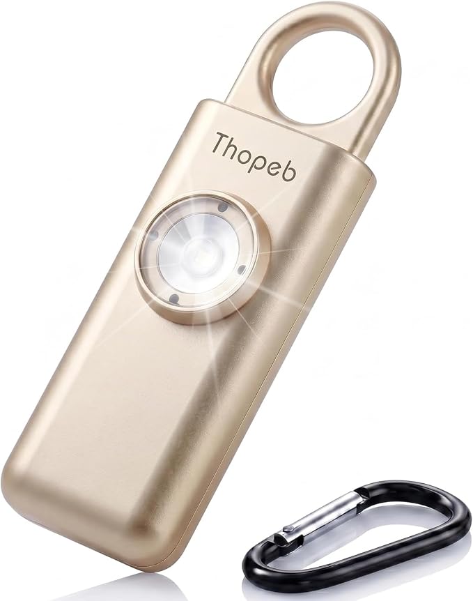 Personal Safety Alarm for Women – Superior Loud Siren & SOS Strobe | Premium Compact & Well-crafted Self Defense Keychain Alarm, College Dorm Essential, Variety of Colors (Metallic Rose) by Thoepb