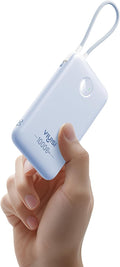 VIYISI 0.58” Slim Portable Charger Small 10000mAh with Built-in USB C Cable | 20W Compact Power Bank Fast Charging Battery Pack Travel Essential for Vacation Outdoor iPhone 17 16 15 Samsung Android-Blue by VIYISI