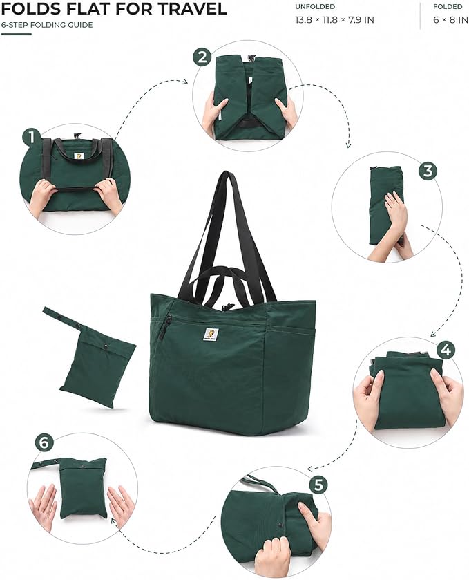 Reversible Travel Tote Bag, Foldable Carry On Shoulder Bag with Large Capacity for Airport, Shopping, Gym & Daily Use - Image 6
