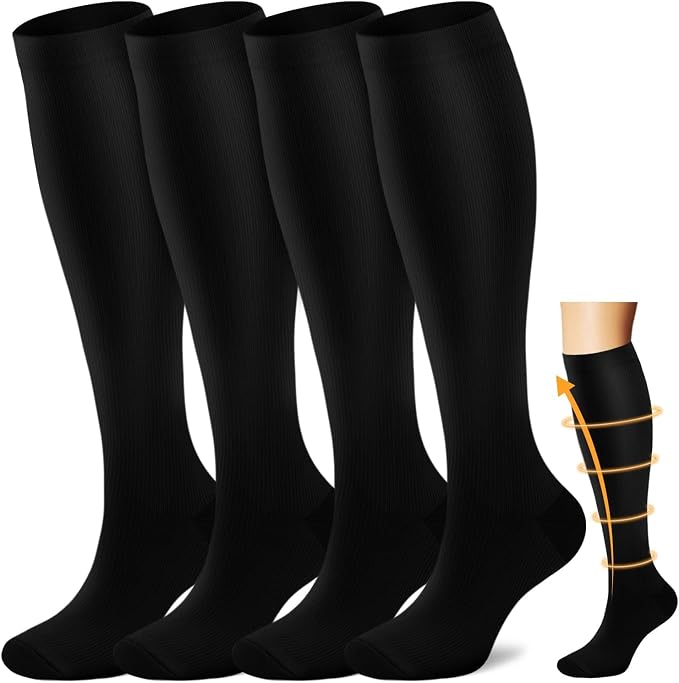 ACTINPUT Copper Compression Socks Men & Women 4 Pairs,Best Support for Nurses,Running,FLying,Athletic by ACTINPUT