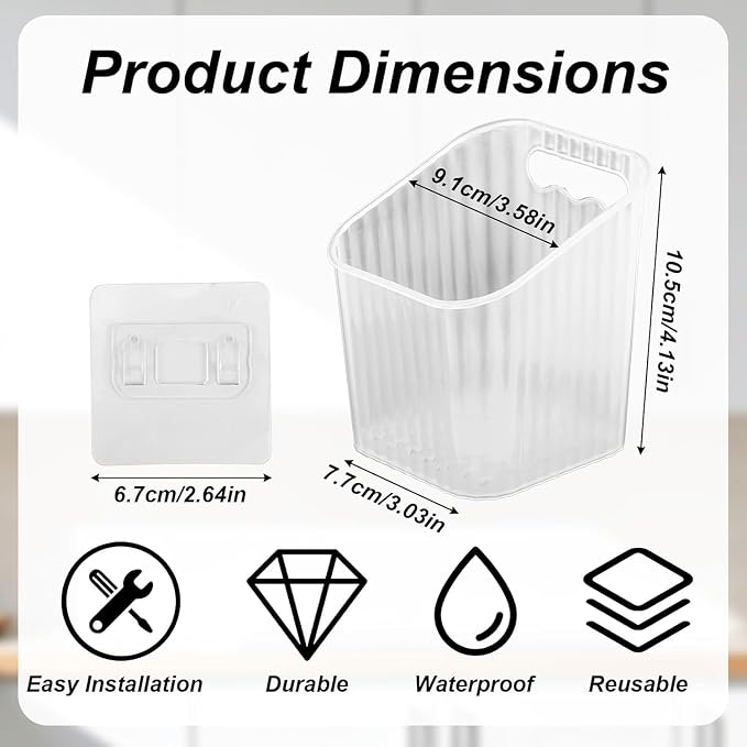 6Pack small Wall Mount Organizer, Adhesive Cabinet Door Storage Bins, Clear Makeup Container, Stackable Organizer Basket for Kitchen, Bathroom, rv, Pantry, Office，Refrigerator Small Items storage - Image 2