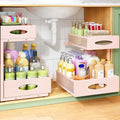 Under Sink Organizer, 1-Pack Pull Out Cabinet Organizer 2 Tier Metal Slide Out Storage Shelf Rack, L-Shaped Adjustable Height,Mesh Sliding Drawer for Kitchen, Bathroom, Laundry, Pantry, Pink, XL by Kitstorack