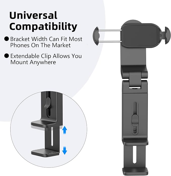 CreaDream 2 Pack Airplane Phone Holder, 360° Rotation Phone Mount for Travel Essentials, Adjustable Handsfree Phone Stand for Flight Desk, Pocket Size Compatible with All 4.7-6.9 inch Phones - Image 3