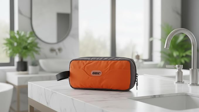 GOX Travel Toiletry Bag Dopp Kit Case for Men Multifunction Packing Organizer Pouch(Orange) - Image 2