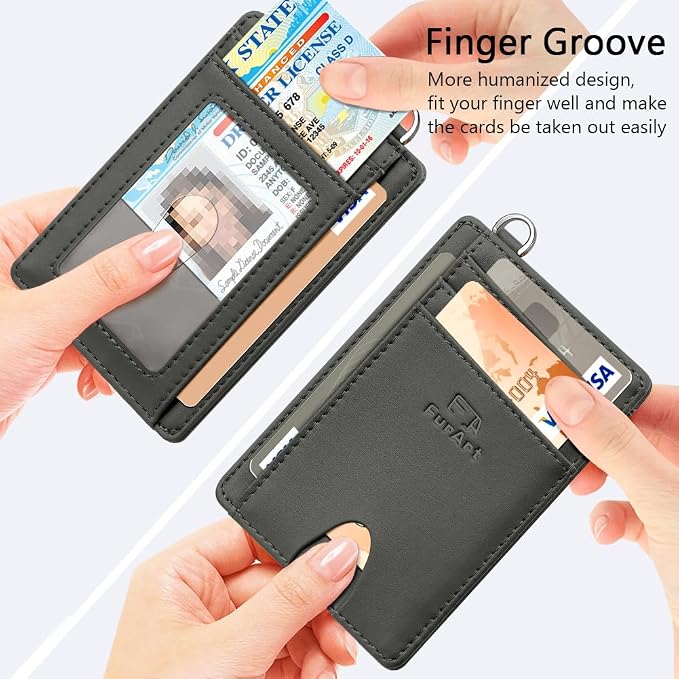 FurArt Slim Minimalist Wallet RFID Credit Card Holder for Men | slim minimalist compact rfid id window thin - Image 3