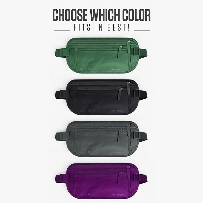 VENTURE 4TH Travel Money Belt, RFID Blocking Passport Holder - Sleek Green - Image 8