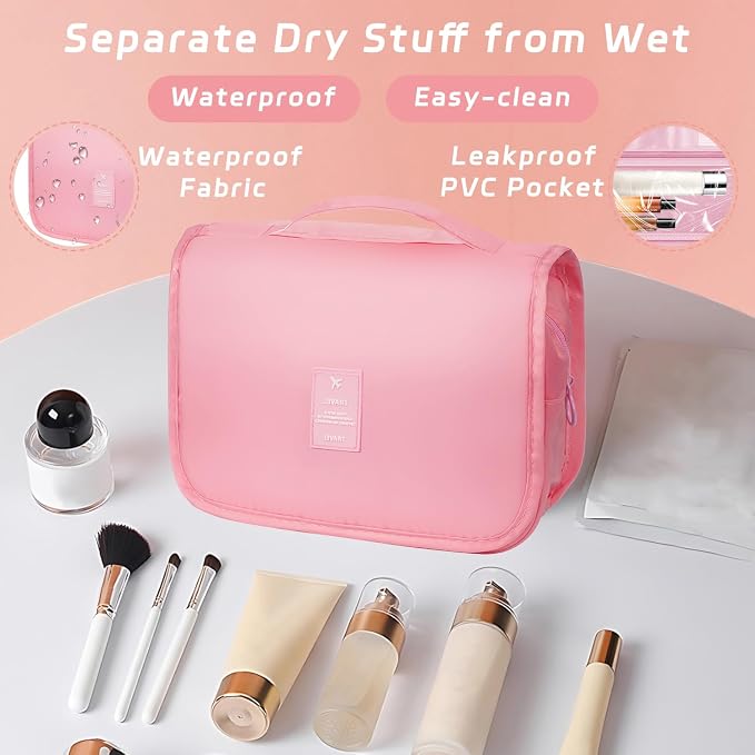 Toiletry Bag Travel Bag with Hanging Hook for Women and Men,Pink | Waterproof Small Capacity Hanging Multifunctional Makeup Bag for Toiletries, Portable Cosmetic Bag Travel Organizer - Image 5