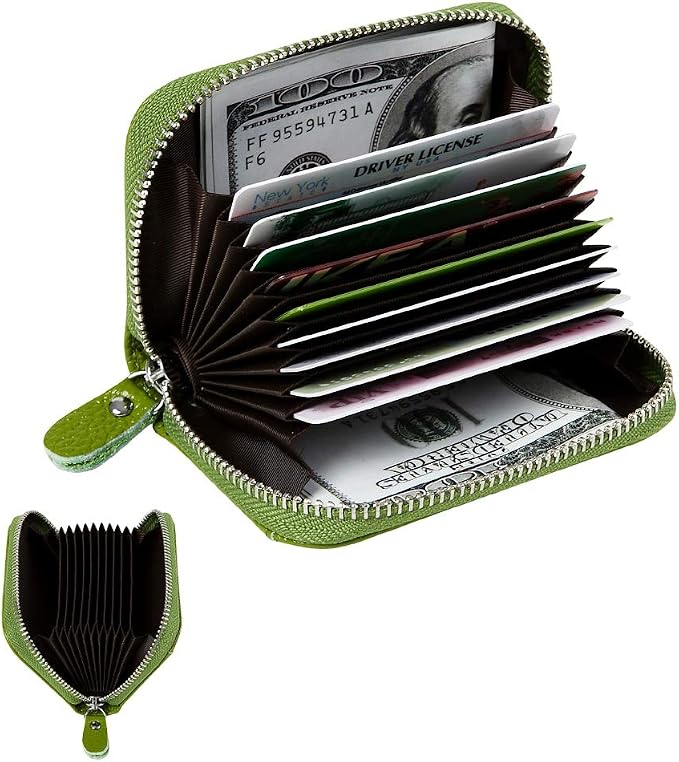 Women's RFID Blocking 12 Slots Credit Card Holder Leather Accordion Wallet - Image 2