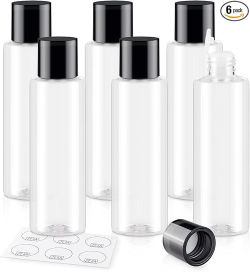 150ML/5OZ Travel Size Toiletries, 6 Pack Travel Size Containers | Double Leak Proof & Refillable Plastic Travel Bottles for Shampoo, Lotion, Body Wash with 6pcs Labels (Clear) by ZEJIA