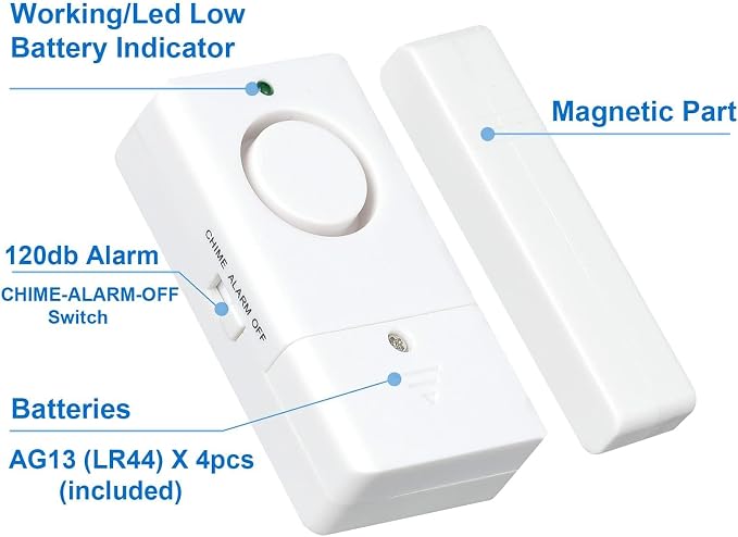 Door Window Alarm, 120DB Door Alarms for Kids Safety, 10 Pack Pool Alarm for Home Security, Kids and The Elderly Safety - Image 2