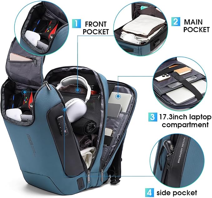 BANGE Anti-Theft Travel Backpack,Waterproof Fashion Work Backpacks,High Tech Backpack with USB3.0 Charging Port,Business Laptop Backpack Fits 17.3 Inch Notebook for Women - Image 2