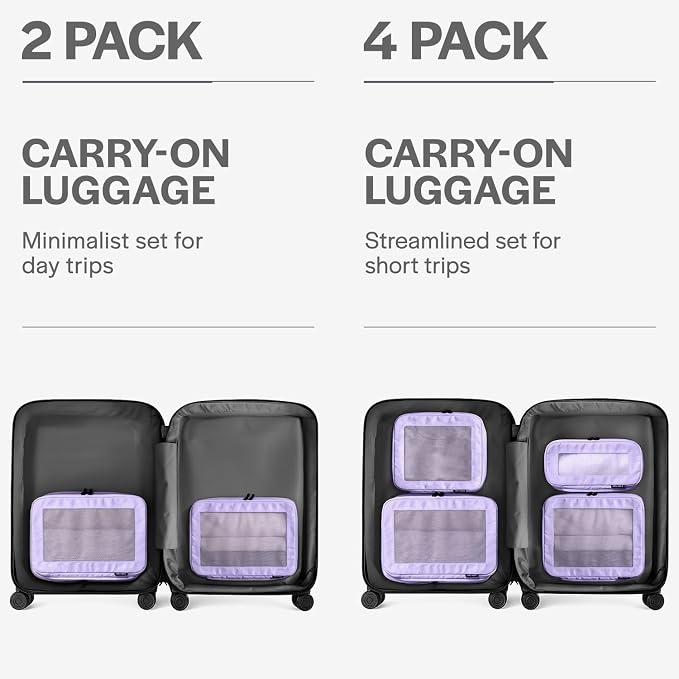 Compression Packing Cubes for Travel, 2-Pack, Purple | Solves overpacking, 2-Piece set fits most carry-ons, 50% Space savings, Compression luggage organizer bags - Image 4