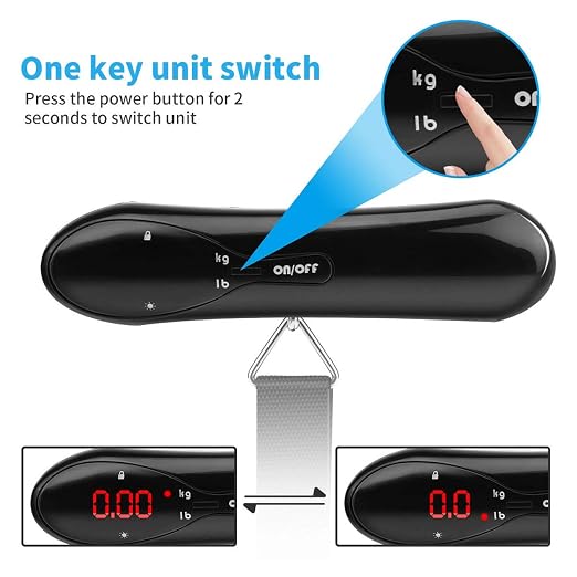 Digital Luggage Scale 110lb Portable Travel Hanging Suitcase Weight Scales | Handheld Baggage Scale for Travel Essentials Postal Baggage Backpacks Packages, Backlight LED Display Battery Included - Image 4