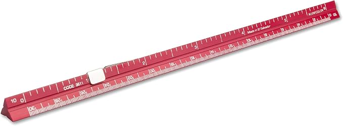 Alumicolor 3611-4 Aluminum Combination Pocket Scale With Clip, 6IN, Red by Alumicolor