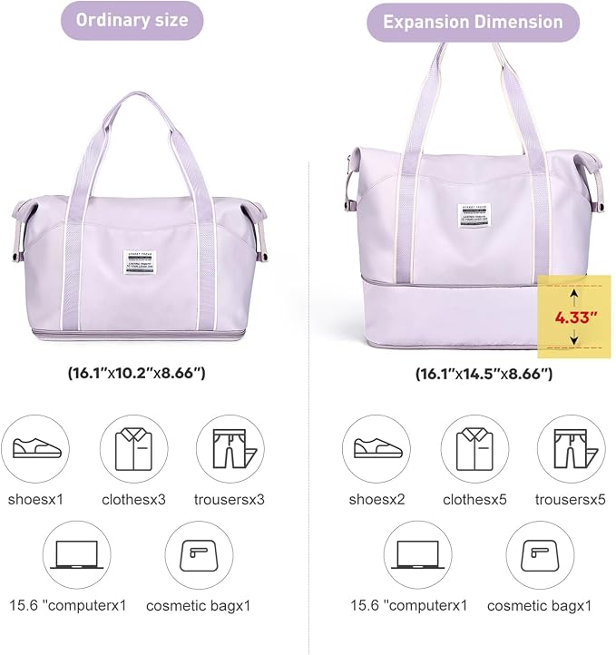 Travel Duffel Bag, Sports Tote Gym Bag, Shoulder Weekender Overnight Bag for Women - Image 4