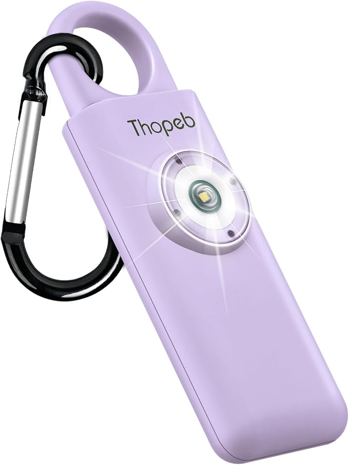 Personal Safety Alarm for Women – Superior Loud Siren & SOS Strobe | Premium Compact & Well-crafted Self Defense Keychain Alarm, College Dorm Essential, Variety of Colors (Purple) by Thoepb
