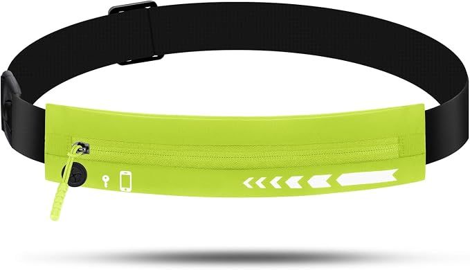USHAKE Slim Running Belt for Women Men-Runners Phone Holder Fanny Pack, Adjustable, Bounce Free Waist Pouch bag for Workout, Money Belt, Run Gear Accessories Yellow by USHAKE