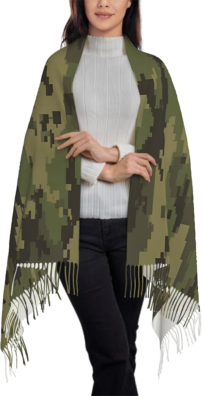 IBILIU Oversize Scarf for Women Floral Flower Purple Prune Color Scarf Tassel Scarves Fall Winter Shawl Wraps - 77.6 x 28.3in - Image 3