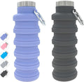 YCT Collapsible Water Bottle 17oz（500ml），Travel Portable Sport Water Bottle，Reusable Silicone Foldable Water Bottles for Gym Camping Hiking (Purple+Black) by YCT