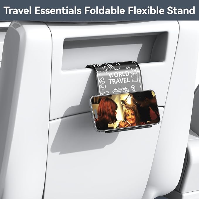 Airplane Phone Holder, Foldable Flexible Silicone Phone Stand | Tablet Mount for Flying, Home Office, Desk and Bedroom, Compatible with iPhone, Smartphones for Hands-Free Viewing, White - Image 2