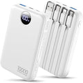 Portable Charger 10000mAh with 4 Built-in Cables 40% Smaller | Power Bank Fast Charging Battery Pack,LED Display Compact with Travel Charger for iPhone Other Devices-White by Zmmyuluo