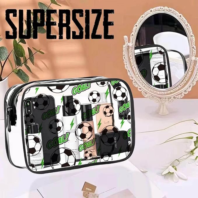 TSA Approved Toiletry Bag 2Pcs,Clear Travel Bags for Toiletries | Soccer 2Pack,Carry on Airport Airline Compliant Bag,Black - Image 4