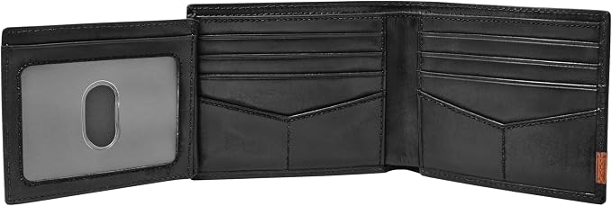 Fossil Men's Quinn Leather Bifold with Flip ID Wallet, Men's Leather Wallet, Black - Image 3