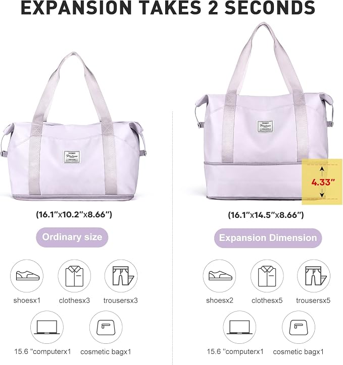 Travel Duffel Bag, Sports Tote Gym Bag, Shoulder Weekender Overnight Bag for Women - Image 4