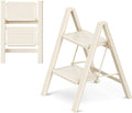 2 Step Ladder, Foldable Step Stool with Wide Anti-Slip Pedal | Portable, Sturdy Carbon Steel, 330LBS Capacity, Easy Storage, Space Saving, for Kitchen, Closet, Cream White by GameGem