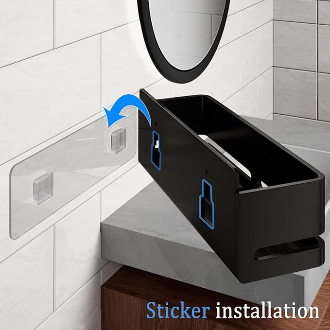 Shower Caddy,2-Pack Shower Shelf,no Drill Shower Organizer(Black) | Large Capacity No-Drill Bathroom Organizer,Aluminum Storage Basket, Adhesive Installation - Image 6