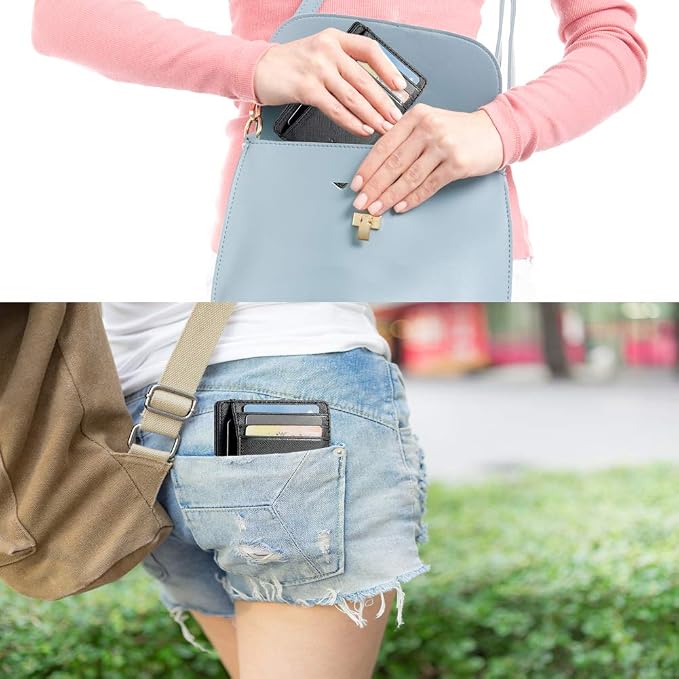 GH GOLD HORSE Slim RFID Blocking Card Holder Minimalist Leather Front Pocket Wallet for Women | Slim - Image 7
