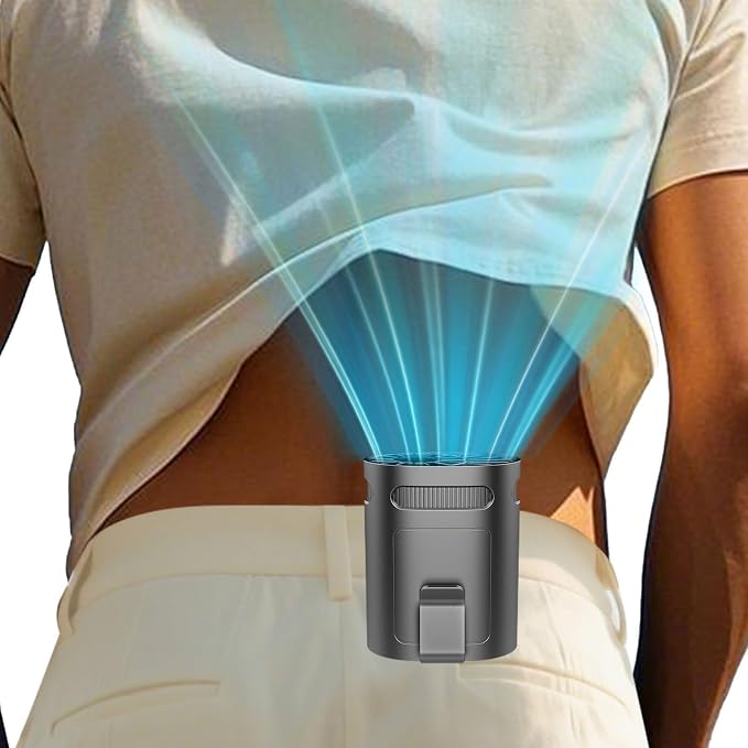 Waist Fan Clip on-Mini Lightweight Portable Fans Rechargeable Under Shirt Belt Pants Body Fans that Blow Cold Air,Waistband Cooling Fan,Powerful Small Personal Hanging Neck Cooler AC Travel Black by KJXICNeckFan