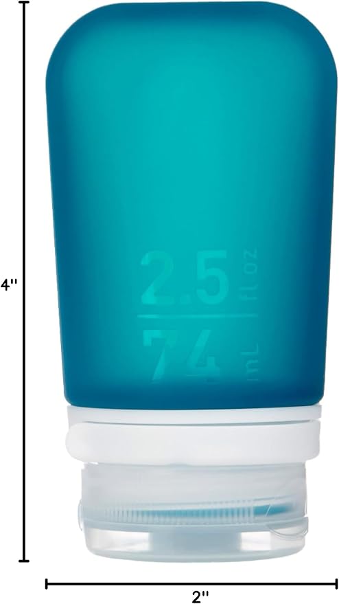 humangear GoToob+ (Medium) | Refillable Silicone Travel Bottle | Locking Lid | Food-Safe Material | Teal, Medium (2.5 fl.oz.; 74ml) | Refillable & Leak-Proof Silicone Travel Size Bottles with Locking Cap for Toiletries, Camping & TSA Carry-On - Image 7