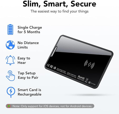 0.09in Slim Wallet Tracker Card for Apple iOS Find My App (4 Pack) | Air Tracking Smart Card for Wallet, Wireless Charging, IP68 Waterproof, Key Finder & Item Locator for Keys, Bags, Passport - Image 2