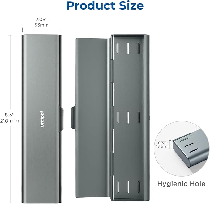Wider Aluminum Toothbrush Travel Case, Portable Travel Toothbrush Holder, Durable Manual Toothbrush Box Container for Traveling, Bathroom, Camping, Business Trip, Gray Blue - Image 5