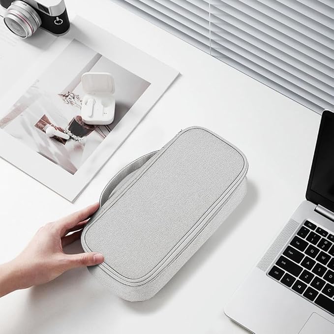Teskyer Tech Organizer Pouch with Handle, Grey | Water-Resistant Fabric, Adjustable Dividers, Multiple Compartments, Protective Lining, Travel and Office Use - Image 8