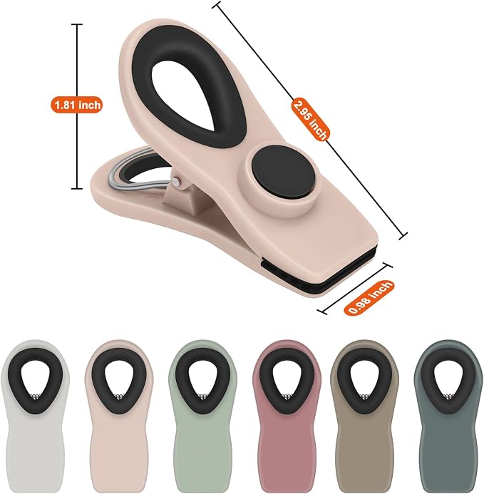 Chip Clips, Magnetic Bag Clips with Air Tight Seal for Food Storage, 12 Pieces, Neutral Color - Image 2